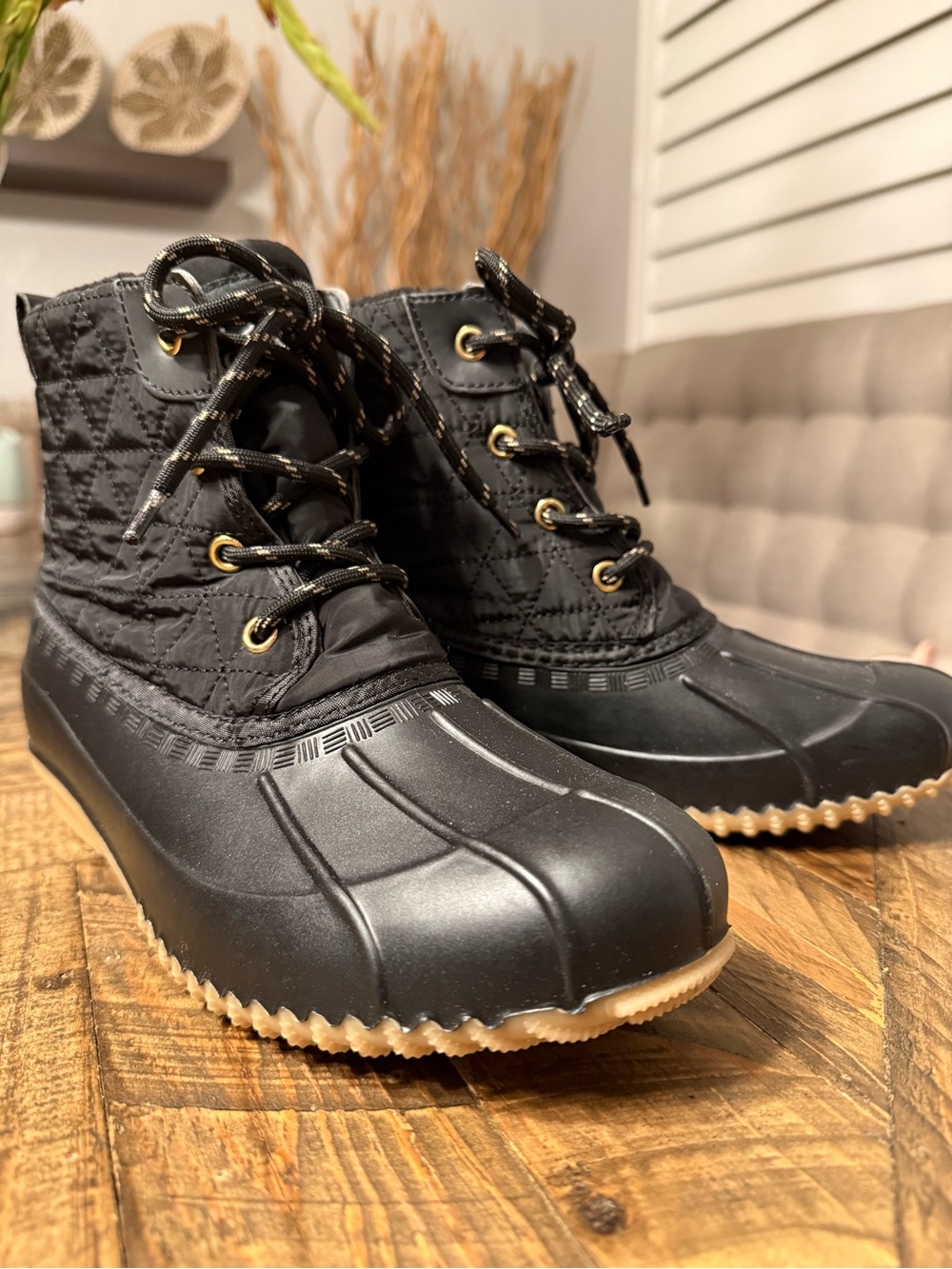 Magellan Outdoors Black Quilted Lace-Up Waterproof Winter Boots